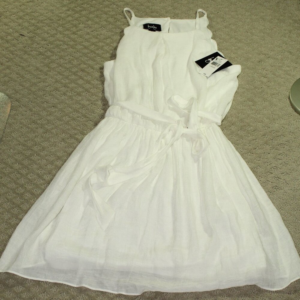 NWT by & by Size L Off White Belted Fully Lined Rayon Blend Gauze Sun Dress